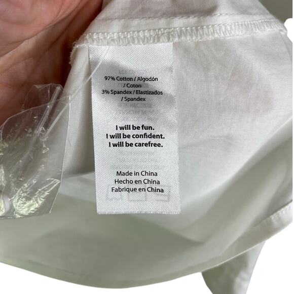 Vera Fishbaugh Blouse Womens Large White Button Down Ruffle Front Classic - Picture 8 of 10